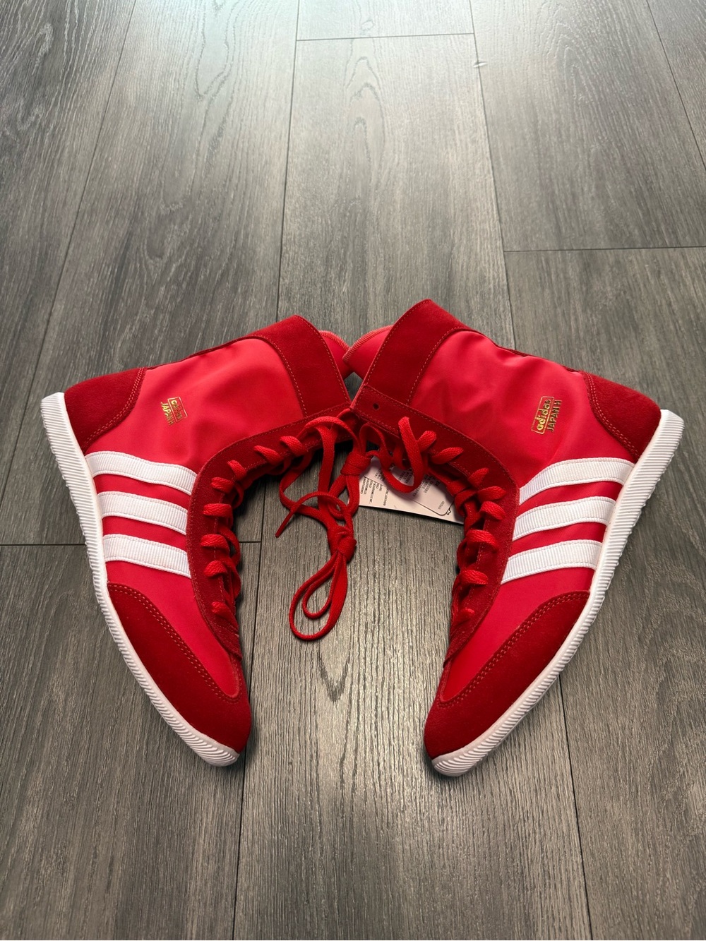 adidas Originals Japan H W Red White Gold Metallic Boxing Shoes JR8121 W Sz 8.5
